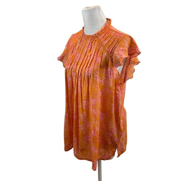 Nanette Nanette Lepore Brand Floral Print Pin Tuck Ruffle Sleeve Blouse‎ Medium - Picture 5 of 13